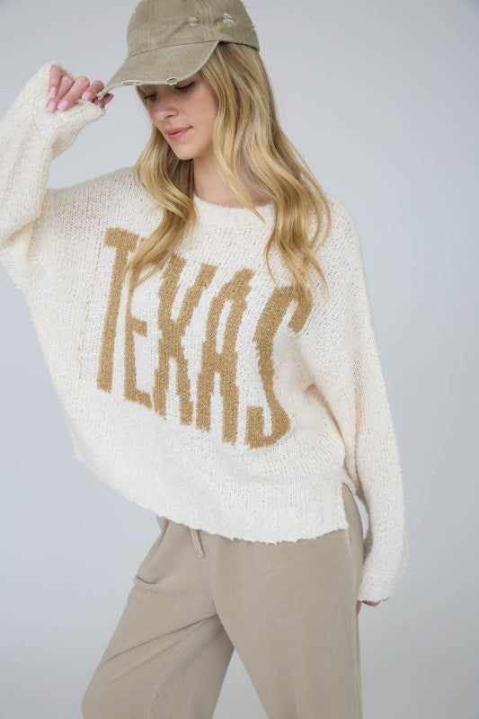 Texas Chunky Knit Long Sleeve Pullover Sweater
