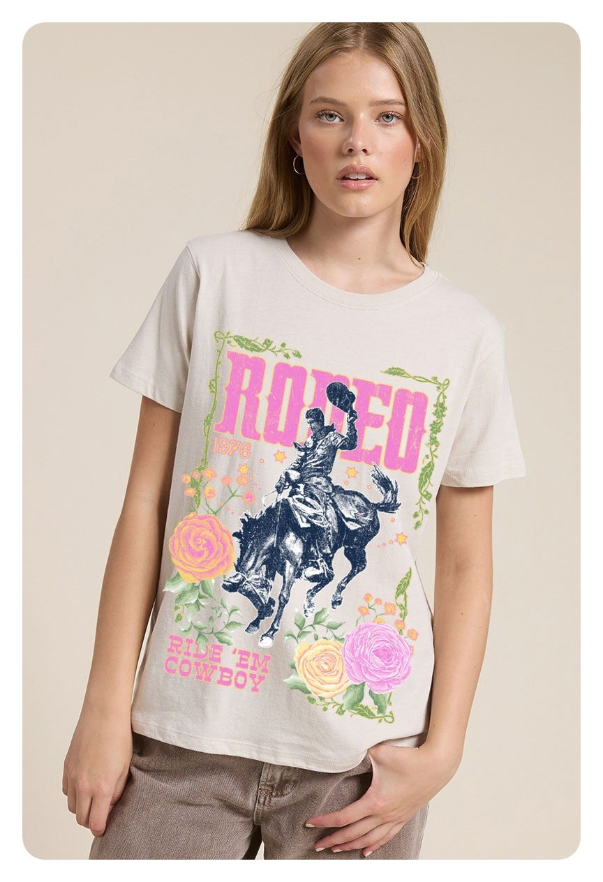 Oat Rodeo 1976 Ride 'em Cowboy Western Graphic Tee
