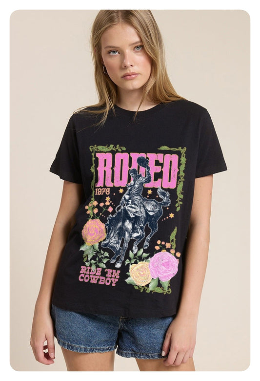 Rodeo 1976 Ride 'em Cowboy Western Graphic Tee