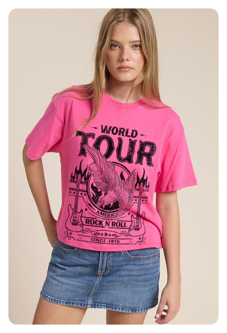 Pink World Tour Rock N Roll Graphic Tee