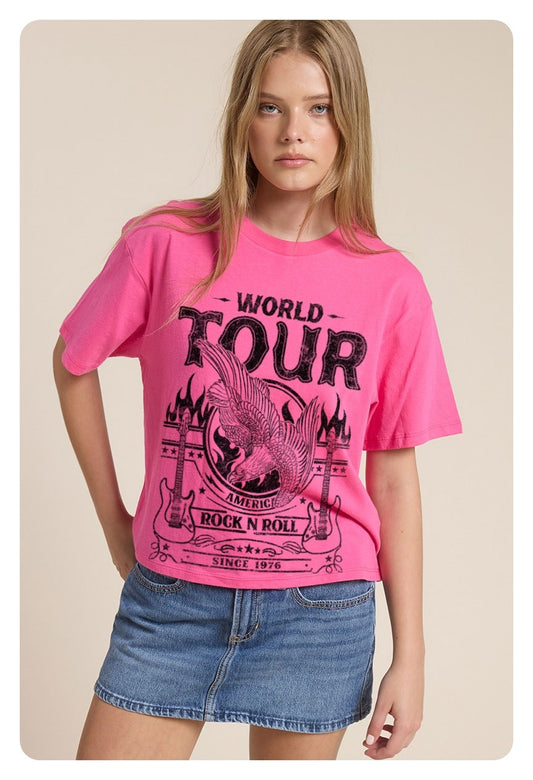 Pink World Tour Rock N Roll Graphic Tee
