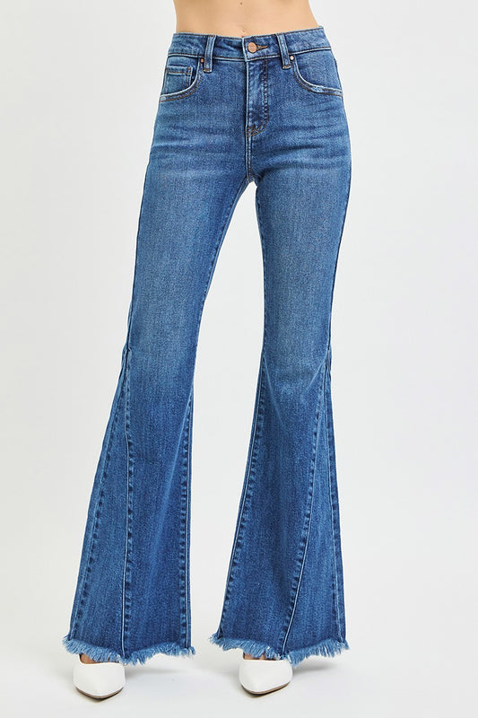 Risen Mid Rise Flare Side Seam Detailing Jeans