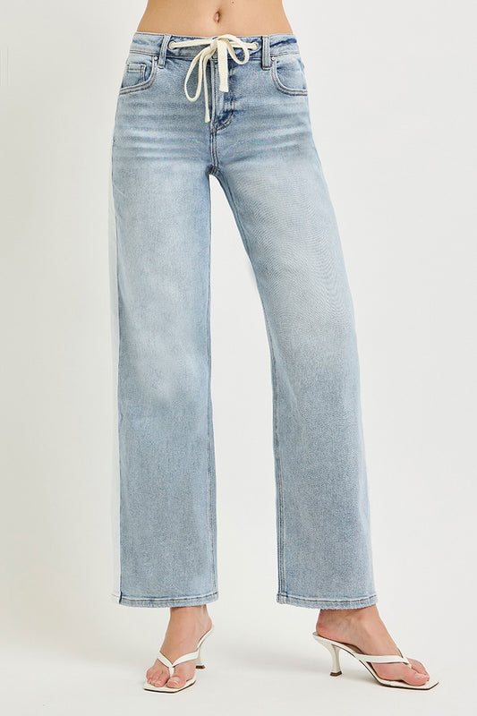 Risen Slouchy Baggy Waistband Drawstring And Side Contrast Stripe