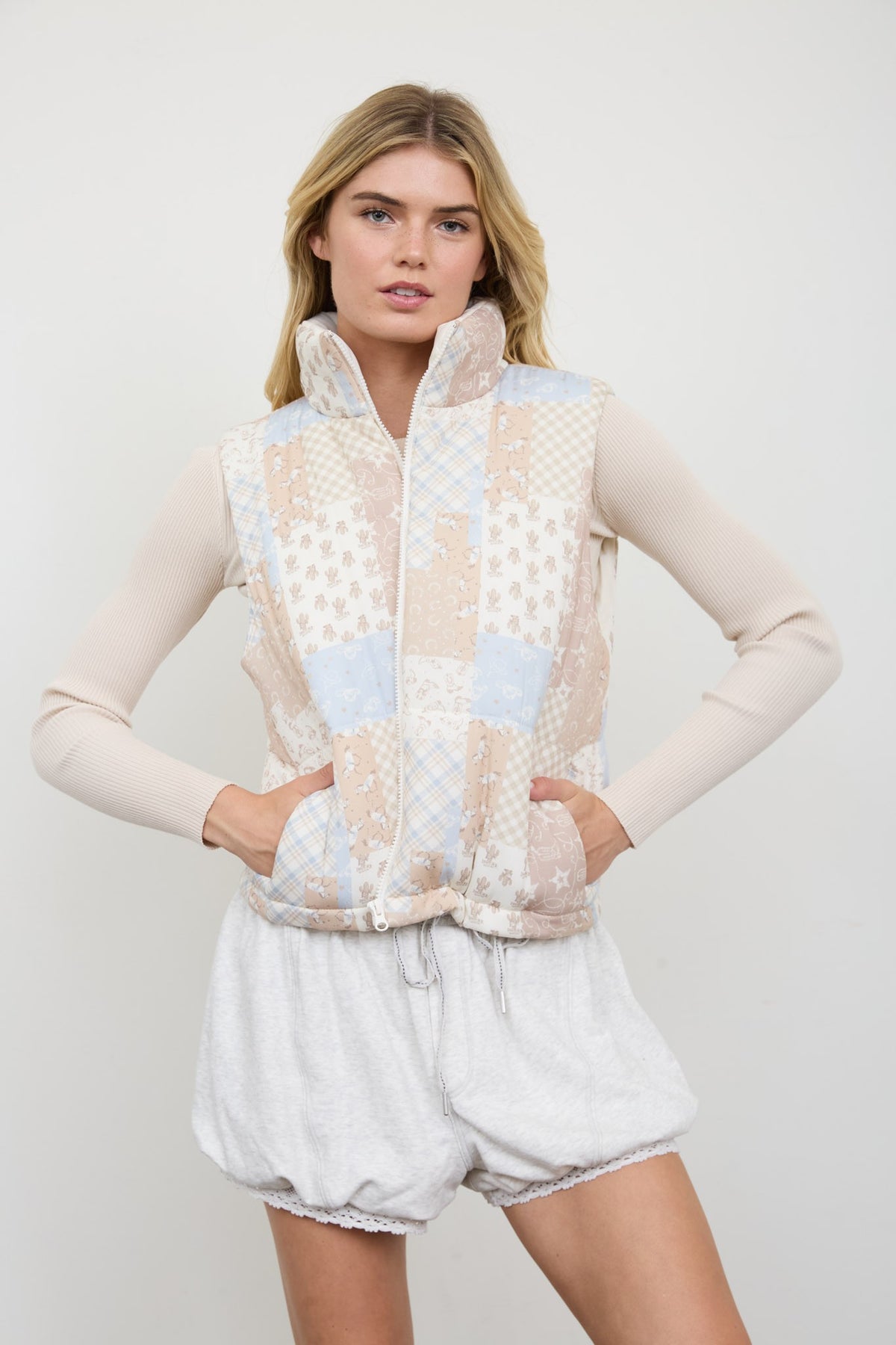 Western Quilted Zip Up Vest