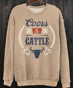 Tan Coors & Cattle Crew Neck Sweatshirt