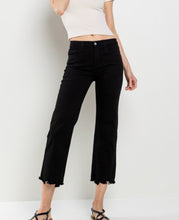 Load image into Gallery viewer, Black Mid Rise Cropped Straight Leg Denim
