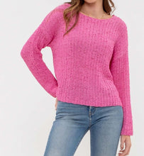 Load image into Gallery viewer, Hot Pink Light Weight Sweater w/ Button Back