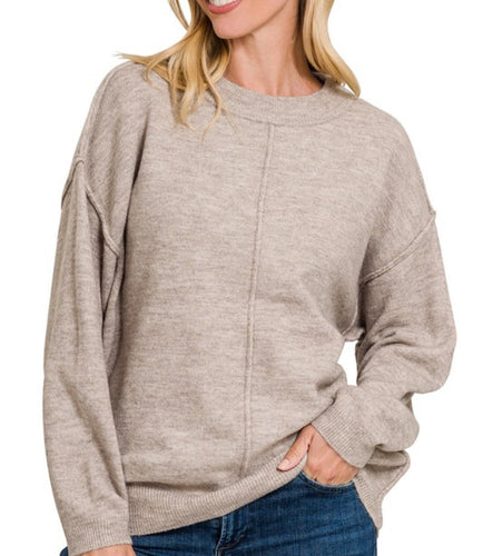 Brushed Mocha Front Seam Sweater