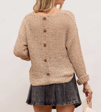 Load image into Gallery viewer, Tan Light Weight Sweater w/ Button Back