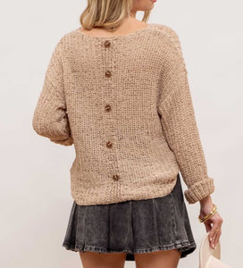 Tan Light Weight Sweater w/ Button Back