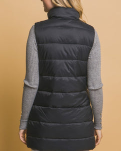 Black Longline Puffer Vest