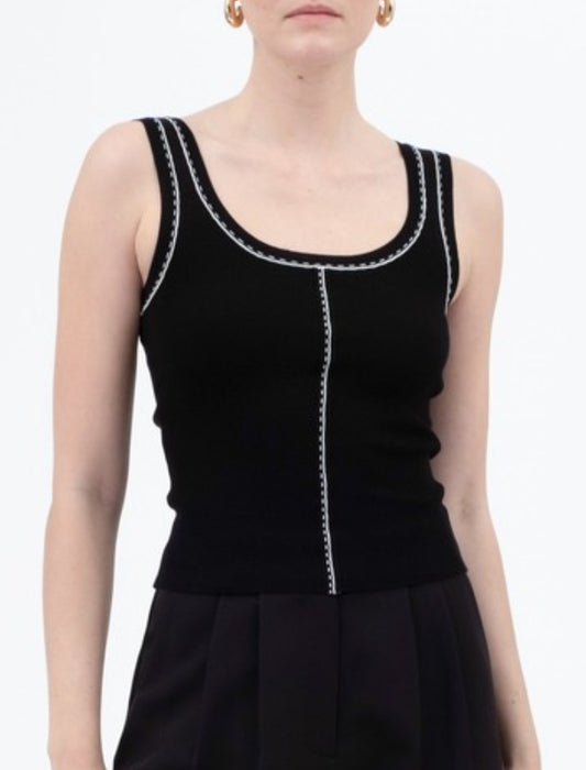 Black Contrast Stitch Sweater Tank