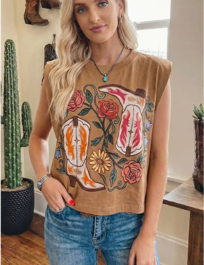 Floral Boot Muscle Top