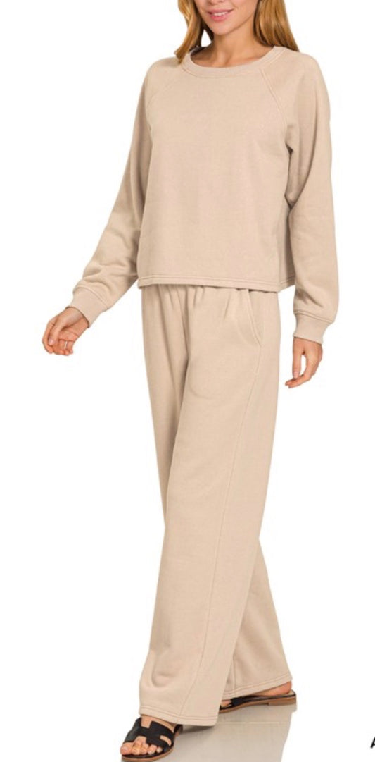 Latte Fleece Raglan Crewneck Set