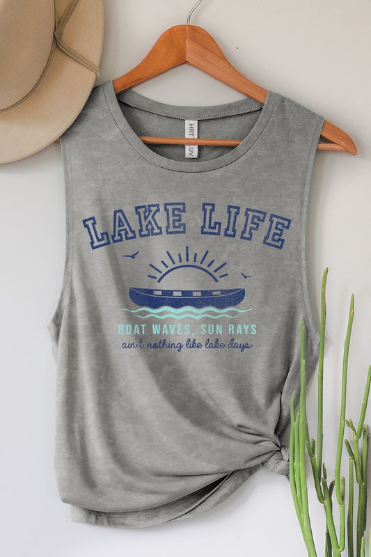 Vintage Blue Lake Life Graphic Tank