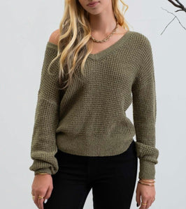 Olive Open Back Knit Sweater