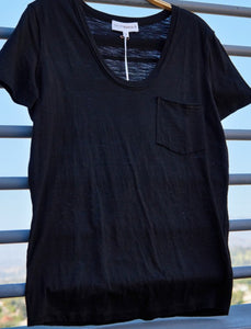 Black Scoop Pocket Tee