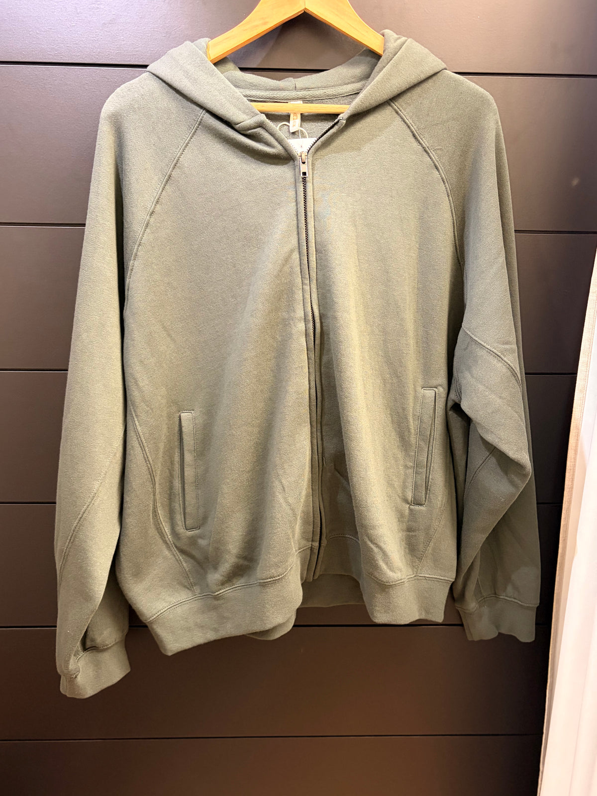Chic Green Fleece Zip Up Hoodie