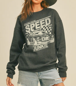 Brushed Black Speed Junkie Graphic Sweatshirt