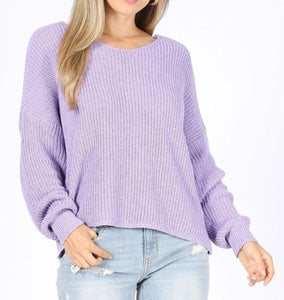 Lavender Twist Back Sweater