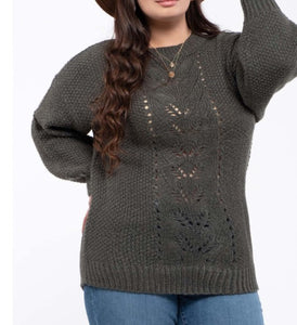 Curvy Emerald Cable Knit Sweater