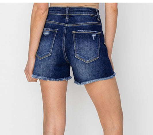 Risen High Rise Dark Wash Shorts