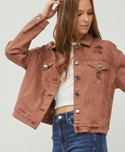 Spice Oversized Distressed Denim Jacket