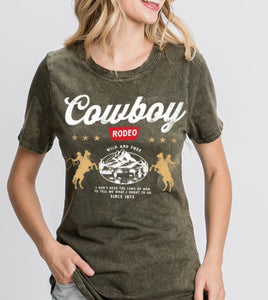 Olive Cowboy Rodeo Mineral Graphic Tee