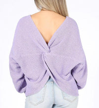 Load image into Gallery viewer, Lavender Twist Back Sweater