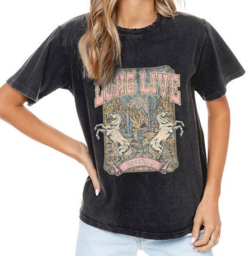 Black Long Live Cowgirls Graphic Tee