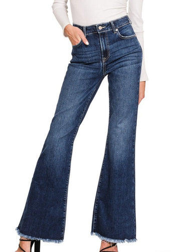 High Rise Dark Wash Flare Denim by Zenana