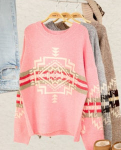 Cozy Pink Aztec Sweater