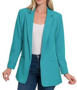 Teal Long Sleeve Open Blazer