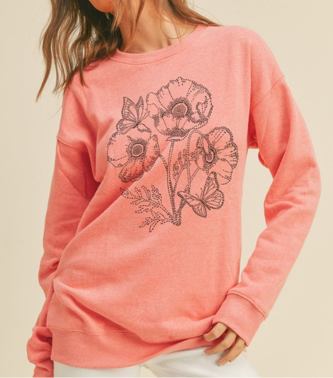 Rose Flower Graphic Sweatshirt