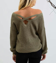 Load image into Gallery viewer, Olive Open Back Knit Sweater