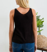 Load image into Gallery viewer, Black Knit V-Neck Tank Top