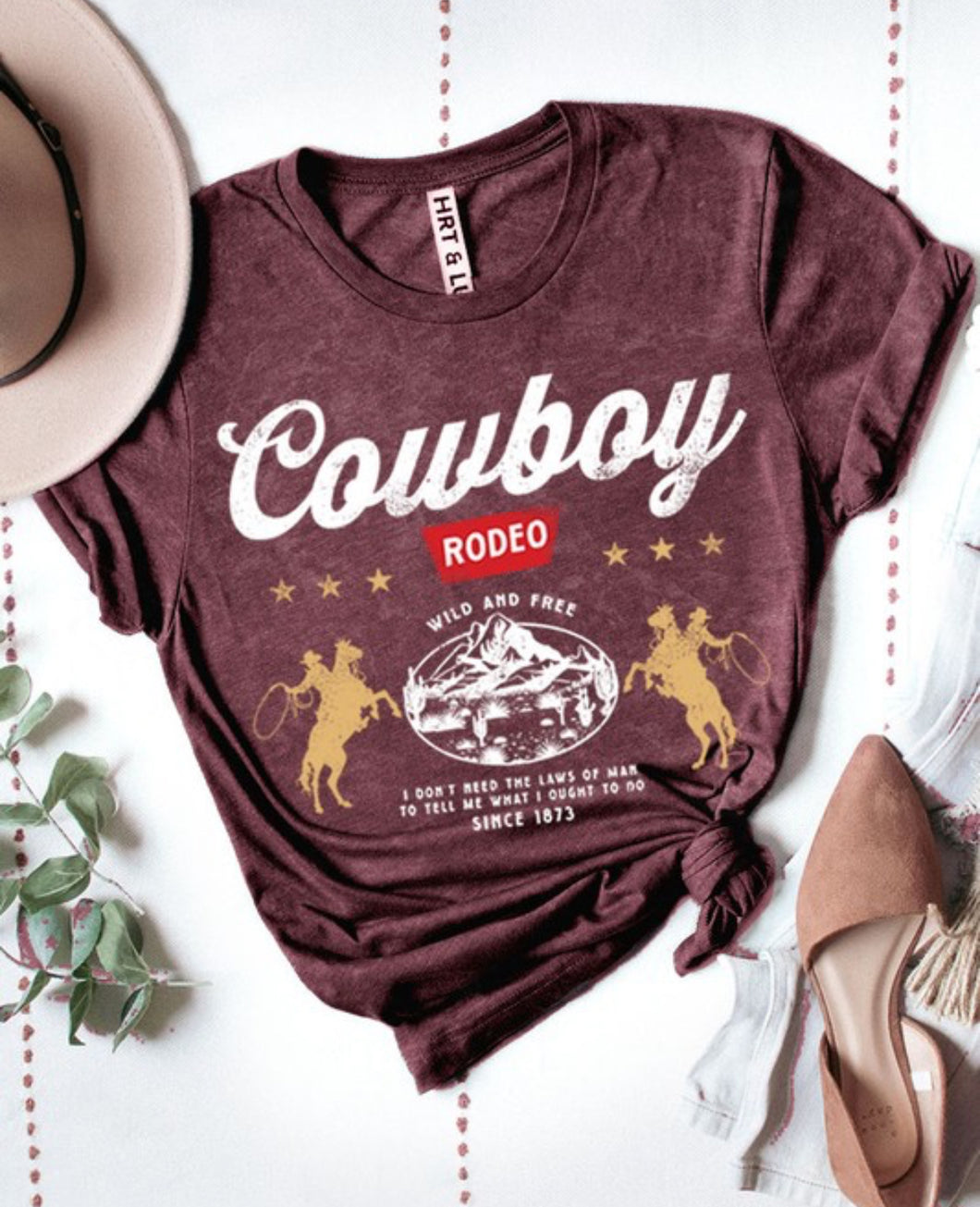 Burgundy Cowboy Rodeo Mineral Graphic Tee