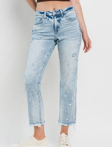 Lovervet High Rise Straight Acid Wash Denim