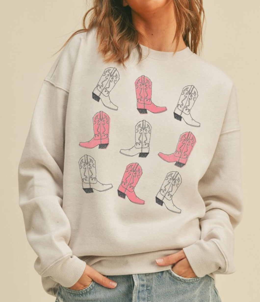 Oat Cowboy Boot Graphic Sweatshirt