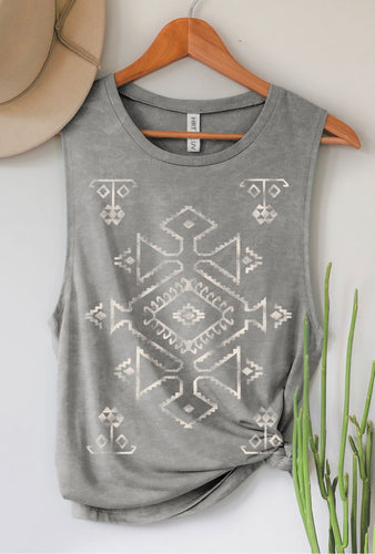 Grey Aztec Graphic Tank