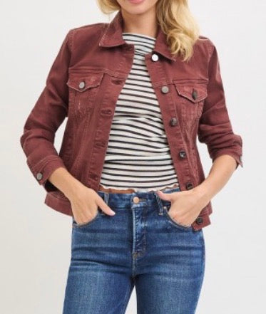 Risen Chocolate Brown Denim Jacket