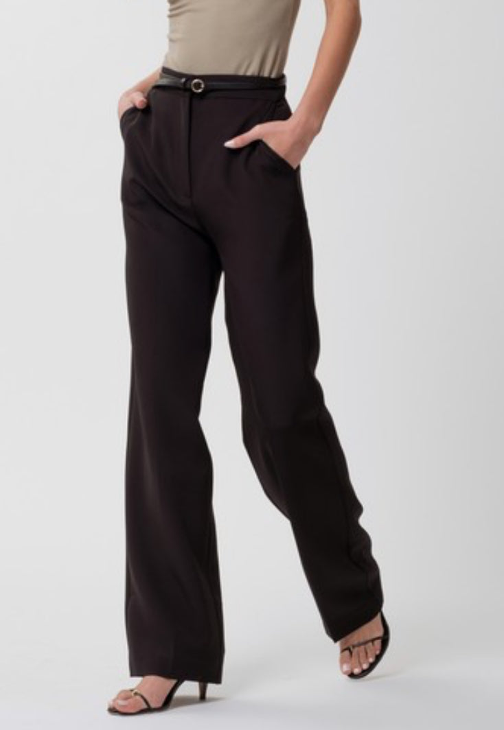 Black High Waist Straight Leg Dress Pants