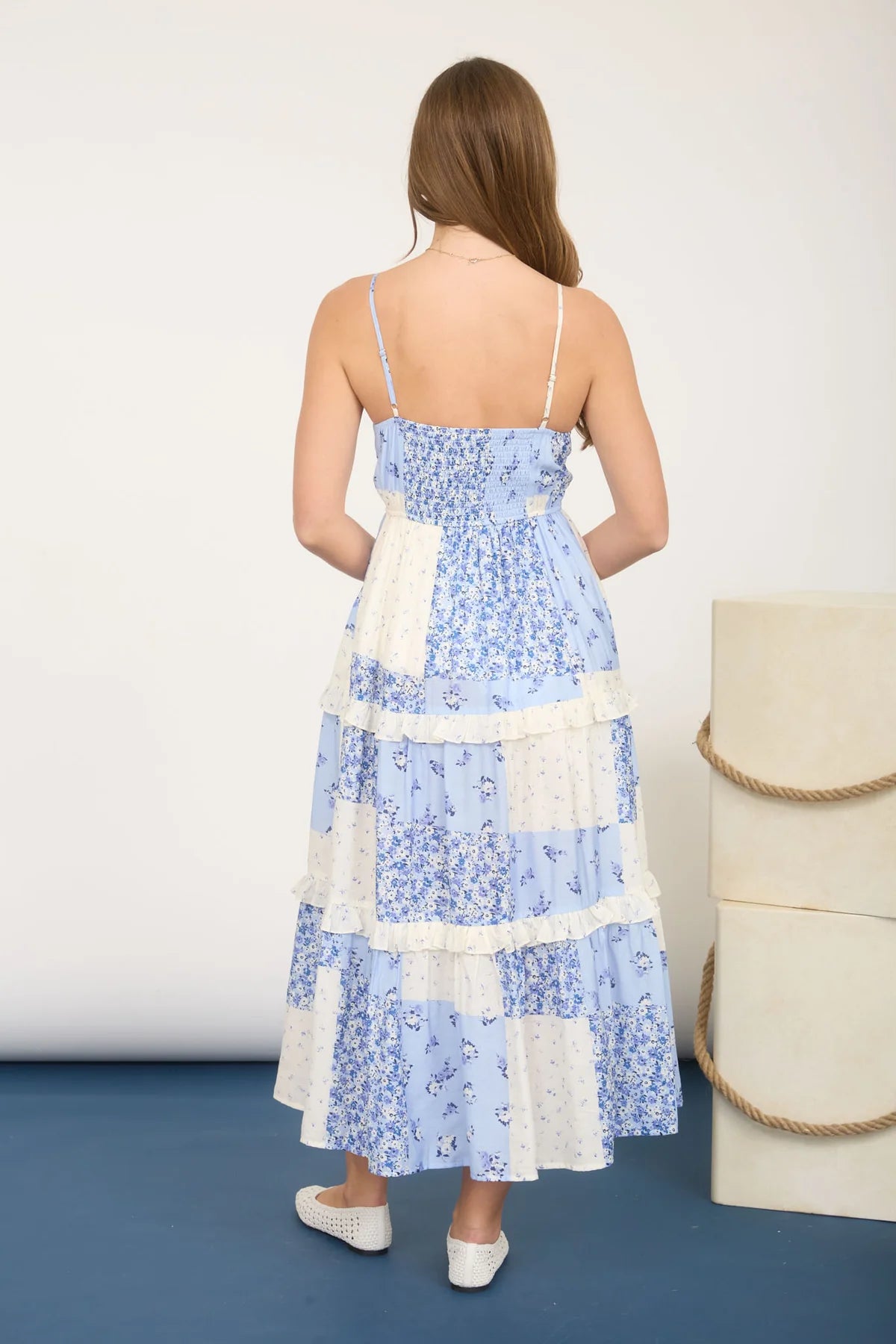 Blue Multi Patch Midi Dress