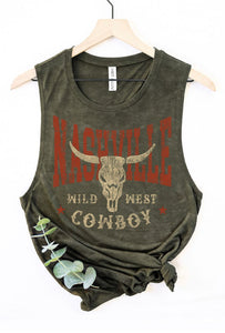 Olive Nashville Cowboy Graphic Tank