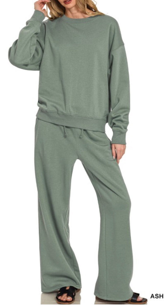 Ash Jade Fleece Raglan Crewneck Set