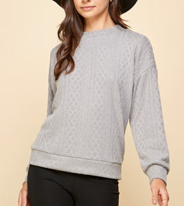 Grey Cable Knit Top