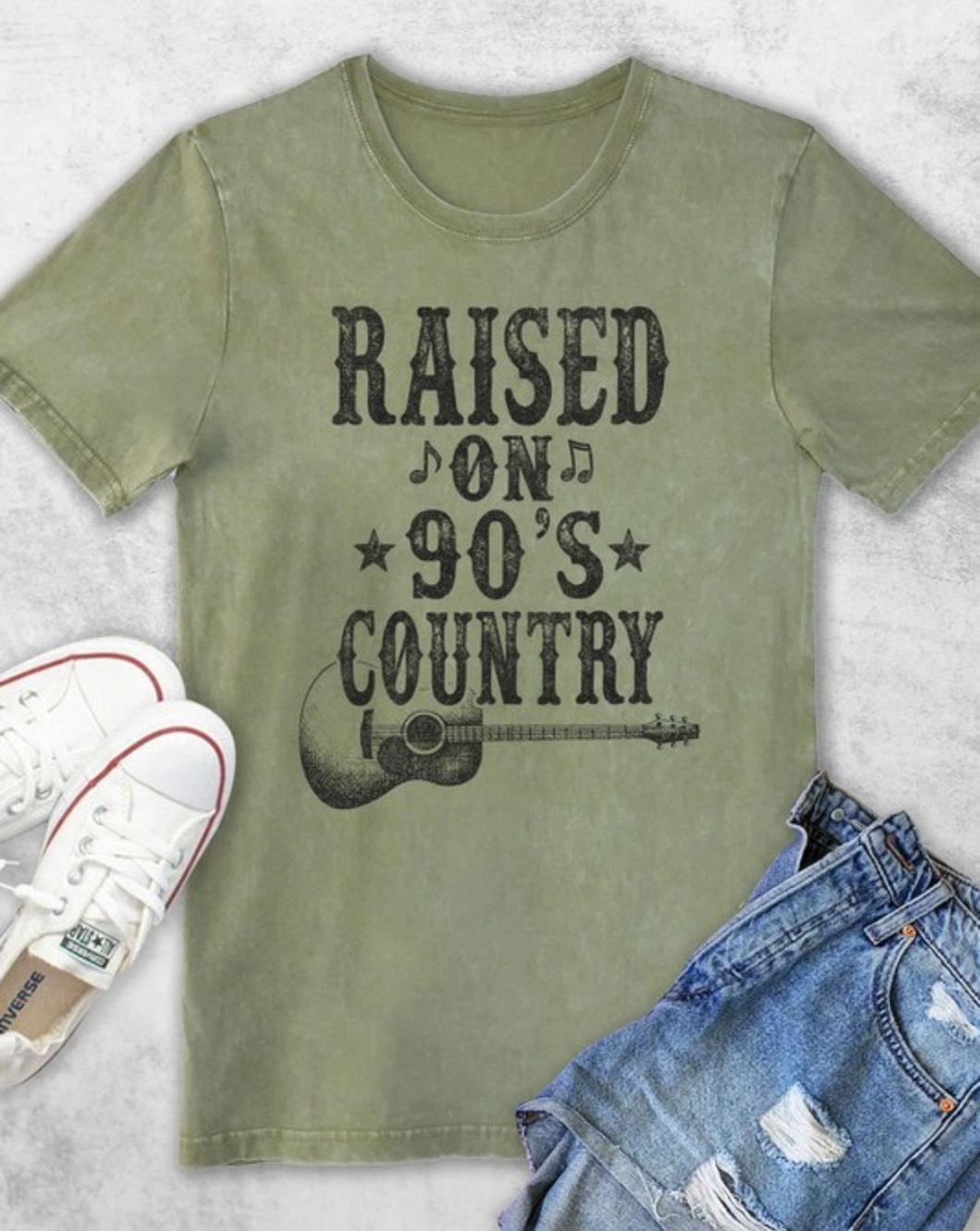 Green Raised On 90s Country Graphic T