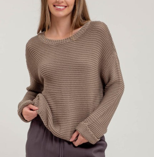 Olive Chunky Knit Cuff Sleeve Sweater