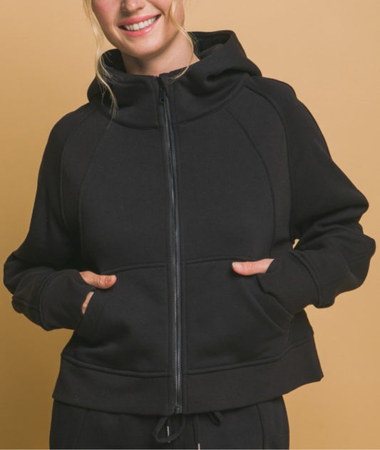 Black Zip Up Hooded Sweatshirt