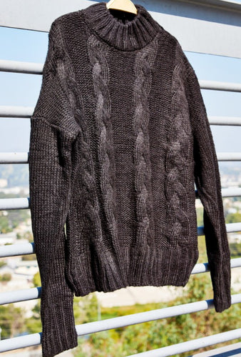 Black Cable Neck Sweater